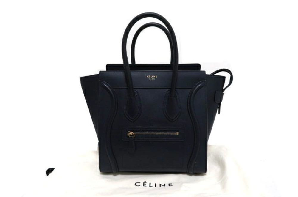 Celine Bag Tote Luggage Shopper Calf Navy Blue